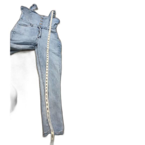 ALMOST FAMOUS Women's Overalls Ruffle Sleeves Size Medium Blue - Picture 9 of 15